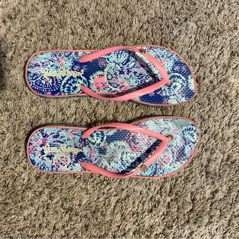 Lilly Pulitzer Flip Flops with Pink Straps